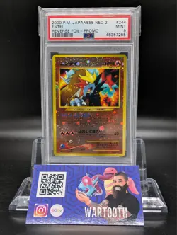 PSA 9 Entei #244 Pokemon Neo 2 Promo Japanese 2000 Reverse Foil - Image 1