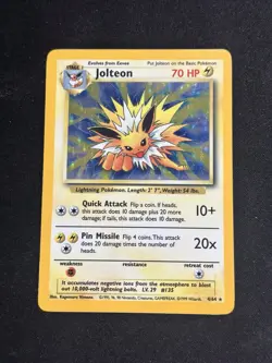 Jungle Holo Rare Unlimited Pokemon TCG Card Jolteon 4/64 No Symbol ERROR - Image 1