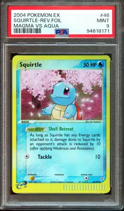 PSA 9 MINT Squirtle 2004 EX Team Magma Vs Aqua 46/95 Reverse Holo Pokemon Card - Image 1