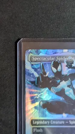 MTG Spider-Man Spectacular Spider-Man 0235 Borderless Textured Foil Black Suit - Image 2