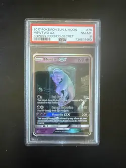 2017 Pokemon Sun & Moon Shining Legends #78 Mewtwo GX Shining Secret PSA 8 - Image 1