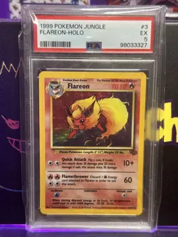 PSA 5 Pokemon Flareon 3/64 WotC Jungle Unlimited Holo Rare - Image 1