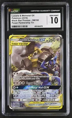 CGC 10 LUCARIO & MELMETAL GX SM192 BLACK STAR PROMO POKEMON GEM MINT - Image 1