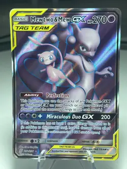 Mewtwo & Mew GX (Full Art) 222/236 Sm-Unified Minds Holo NM Pokemon Card TCG - Image 1