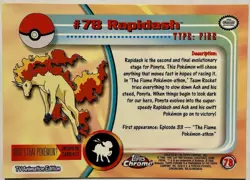 RAPIDASH #78, Series 1 - 2000, Topps TV Animation Edition Chrome Pokemon Card - Image 5