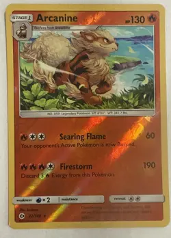 Arcanine 22/149 Rev Reverse Holo Sun & Moon Base SM Pokemon TGC Card NM/M - Image 1