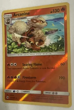 Arcanine 22/149 Rev Reverse Holo Sun & Moon Base SM Pokemon TGC Card NM/M - Image 3