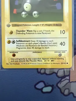 Magnemite 53/102 Base Set 1st Edition Shadowless NM Vintage Pokemon TCG Card - Image 2