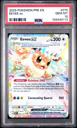 2025 POKEMON PRE EN-PRISMATIC EVOLUTIONS #075 EEVEE EX PSA 10 - Image 1