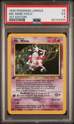 1999 Pokemon Jungle 1st Edition Mr. Mime Holo PSA 5 - Image 1