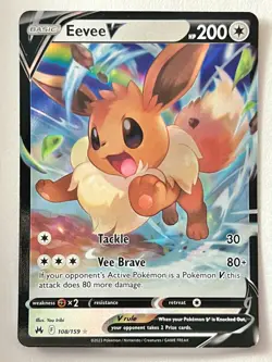 Eevee V 108/159 Ultra Rare Crown Zenith - Pokemon TCG - Pack Fresh Near Mint NM - Image 1