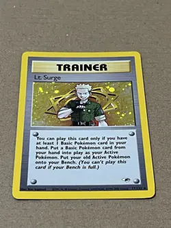 Pokemon TCG WOTC Gym Heroes Trainer Lt. Surge Holo Rare NM/Mint - Image 2