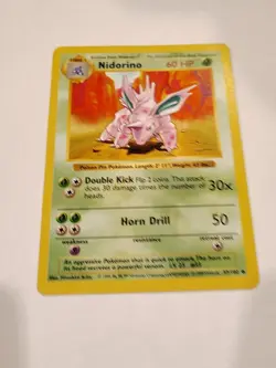 Nidorino 37/102 - Pokemon Base Set Unlimited Uncommon WOTC Vintage LP - Image 1