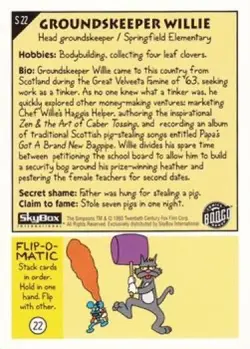 Groundskeeper Willie S22 | The Simpsons 1993 Skybox Series 1 | Trading Card - Image 2