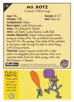 Ms. Botz S35 | The Simpsons 1993 Skybox Series 1 | Trading Card - Image 2