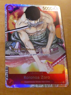 ONE PIECE ENGLISH CARD SUPER PRE-RELEASE HOLO GAME CARTE ZORO ST01-013 ST EN NM - Image 1