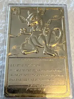 1999 Pokemon Plated Mewtwo Trading Card Burger King Limited Ed. 1999 Gold Luster - Image 4