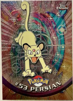 PERSIAN #53, Series 1 - 2000, Topps TV Animation Edition Chrome Pokemon Card - Image 2