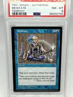 Magic The Gathering✨MEDITATE ✨Tempest Graded PSA 8 NM-MINT Rare RESERVE LIST - Image 1
