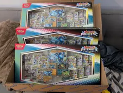 3x Pokemon Prismatic Evolutions Lucario EX and Tyranitar EX Premium Collection - Image 1