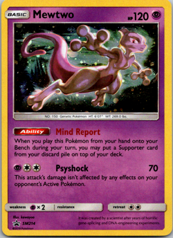 POKEMON MEWTWO SM214 HOLO Rare BLACK STAR PROMO HIDDEN FATES Near Mint - Image 1