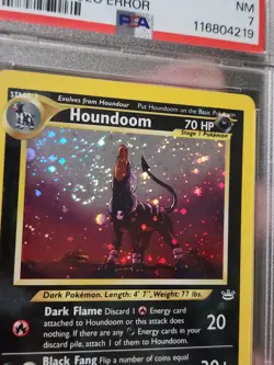 Pokemon Houndoom 8/64 Neo Revelation Double Holo Error PSA 7 | Double SwirlU - Image 1