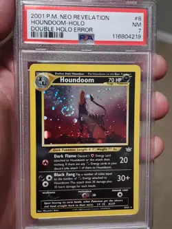 Pokemon Houndoom 8/64 Neo Revelation Double Holo Error PSA 7 | Double SwirlU - Image 2