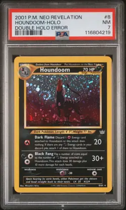 Pokemon Houndoom 8/64 Neo Revelation Double Holo Error PSA 7 | Double SwirlU - Image 4