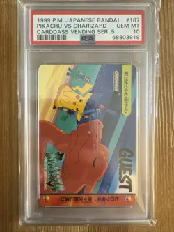 Pikachu Vs Charizard 187 Bandai Carddass Vending Series 5 1999 Pokemon PSA 10 - Image 1