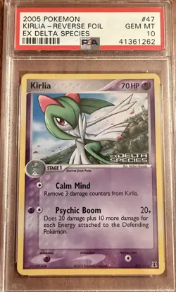 POKEMON EX DELTA SPECIES KIRLIA #47 REVERSE HOLO FOIL CARD PSA 10 GEM MINT #* - Image 1