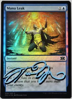 FOIL MANA LEAK Howard Lyon ARTIST SIGNED MTG Signature Auto Double Masters 2X2 - Image 1