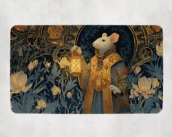 Mouse Cleric Fantasy Animal Priest Lantern Woodland Magic Gathering MTG Playmat - Image 1