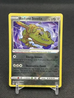 Radiant Steelix #124/196 Reverse Holo NM Pokemon Lost Origin TCG - Image 1