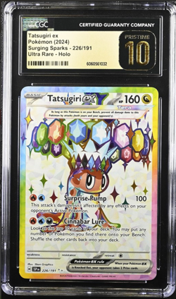 2024 POKEMON SSP EN-SURGING SPARKS ULTRA RARE #226 TATSUGIRI EX CGC 10 PRISTINE - Image 1