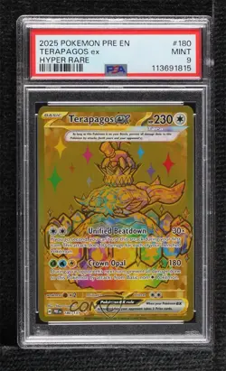 Hyper Rare - Terapagos ex Pokemon Prismatic Evolutions PRE PSA 9 MINT - Image 1