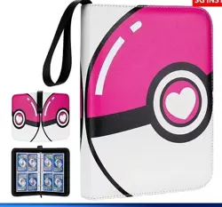 Pokemon card binder for Pokemon cards, 50 sleeves, 9.5x7" pink/white cover - Image 1