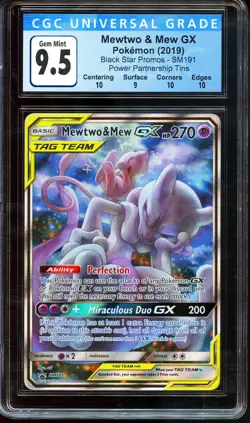 CGC 10 GEM MINT Mewtwo & Mew GX Black Star Promo SM191 Pokemon Card - Image 1