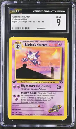 CGC 9 MINT Sabrina's Haunter Gym Challenge 1st Edition 55/132 Pokemon Card - Image 1