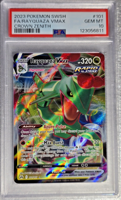 PSA 10 Gem Mint pokemon ~ Rayquaza ~ Vmax SWSH Crown Zenith #101 - Image 1