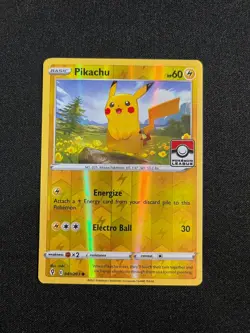 Pikachu Evolving Skies Reverse Holo 049/203 Pokemon League Stamp Promo NM - Image 1
