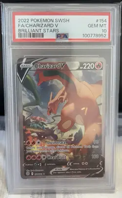 Pokemon 2022 #154 FA/ CHARIZARD V BRILLIANT STARS PSA 10 - Image 1