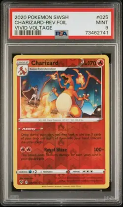 Charizard 2020 Pokemon Vivid Voltage PSA 9 Reverse Holofoil Rare #025 - Image 1