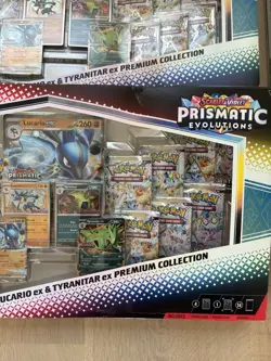 Pokemon Prismatic Evolutions Lucario ex & Tyranitar + 151 Blooming Waters Bundle - Image 2
