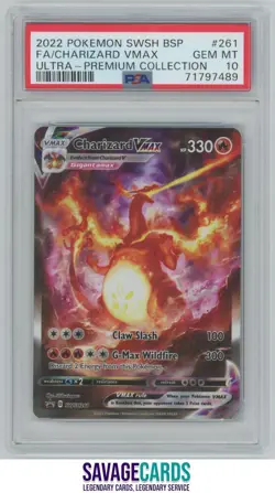 2022 Pokemon Sword&Shield Ultra Premium Coll. Charizard Vmax PSA 10 #SWSH261 - Image 1