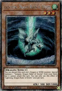 Yugioh! Lightning, Dragon Ruler of Drafts - RA03-EN257 - Platinum Secret Rare - - Image 1