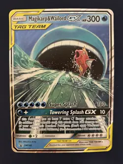 Magikarp & Wailord GX SM166 Pokemon TCG Tag Team Jumbo Card - MP - Image 1