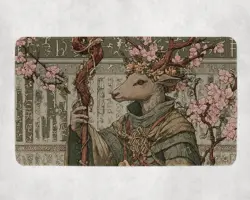 Deer Druid Gentle Woodland Guardian Bloomburrow Fantasy Magic MTG Playmat - Image 1