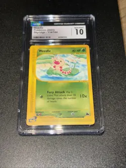 Pokemon 2003 Skyridge Weedle Reverse Holo Foil 114/144, CGC Gem Mint 10 - Image 1