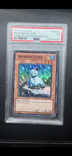 2011 YUGIOH TU05-EN003 SNOWMAN EATER - Turbo Pack: Booster Five - PSA 7 - POP 2 - Image 1