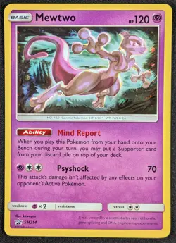 Mewtwo 2019 Hidden Fates Black Star Promo Cosmos Holo Pokemon Card SM214 (NM) - Image 1